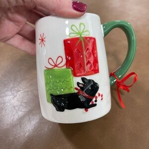 Christmas Dog Frenchie w/Presents 🐕🎄 Handpainted Lang Ceramic Coffee Mug NEW